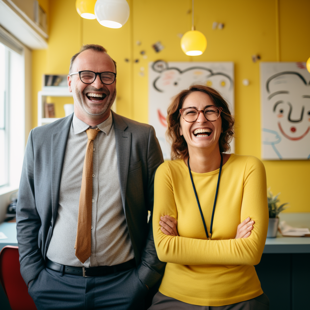 Homme et femme altruistes dans un bureau